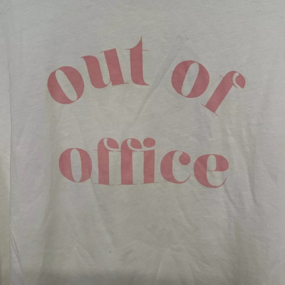 Ban.do Out Of Office White & Pink Graphic Short Sleeve Tee T-Shirt Size XXL - Picture 3 of 5